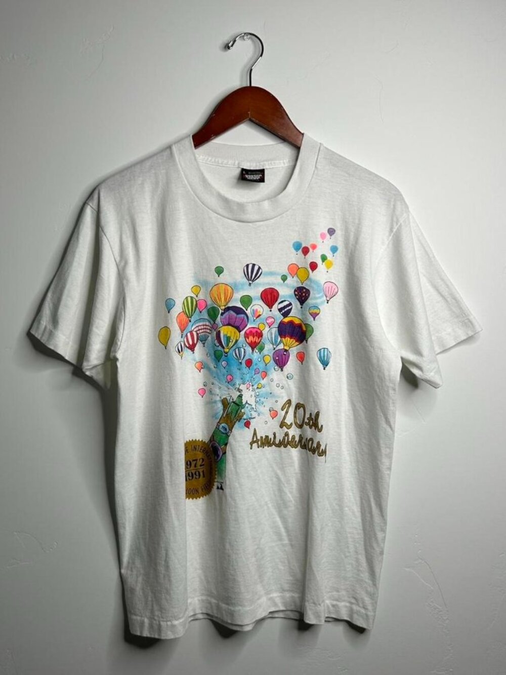 White vintage 1991 20th Anniversary Hot Air Balloon T-shirt